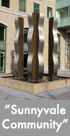Thumbnail image of a large bronze and stainless steel water feature.
