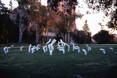 Image of a large fiberglass sculpture installation.