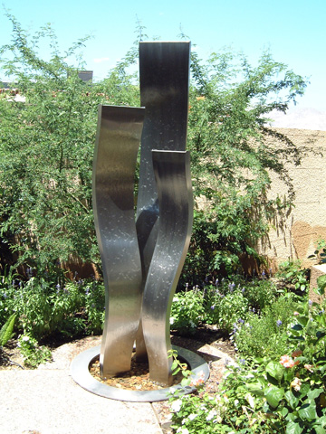 Image of a stainless steel water feature.