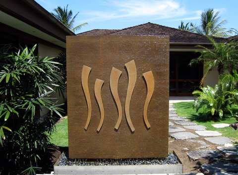 Image of a bronze waterwall.