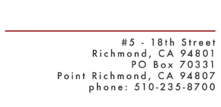 Archie Held Studio, #5 18th Street, Richmond, CA 94801, PO Box 70331, Point Richmond, CA 94807, phone: (510) 235-8700, fax: (510) 234-4828
