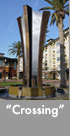 Thumbnail image of a large bronze and stainless steel water feature.